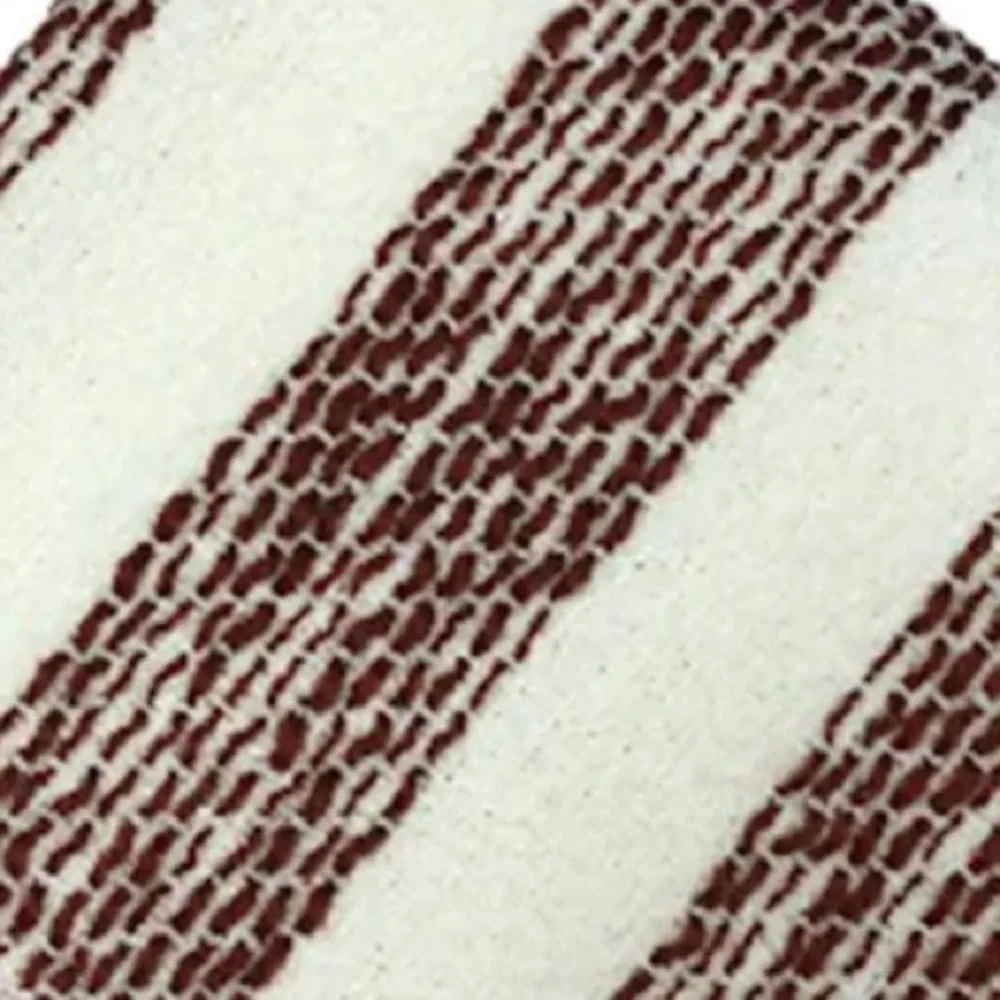 Nwt honeybloom burnt henna & white striped fringe throw blanket 50”x60”